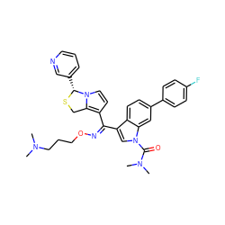 CN(C)CCCO/N=C(\c1ccn2c1CS[C@@H]2c1cccnc1)c1cn(C(=O)N(C)C)c2cc(-c3ccc(F)cc3)ccc12 ZINC000026731143