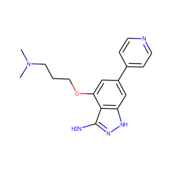 CN(C)CCCOc1cc(-c2ccncc2)cc2[nH]nc(N)c12 ZINC000063539951