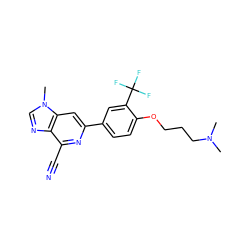 CN(C)CCCOc1ccc(-c2cc3c(ncn3C)c(C#N)n2)cc1C(F)(F)F ZINC000058538150