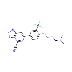 CN(C)CCCOc1ccc(-c2cc3c(nnn3C)c(C#N)n2)cc1C(F)(F)F ZINC000118155681