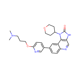 CN(C)CCCOc1ccc(-c2ccc3ncc4[nH]c(=O)n(C5CCOCC5)c4c3c2)cn1 ZINC001772655502