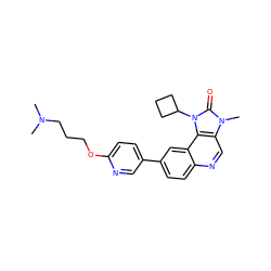 CN(C)CCCOc1ccc(-c2ccc3ncc4c(c3c2)n(C2CCC2)c(=O)n4C)cn1 ZINC001772651468