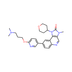 CN(C)CCCOc1ccc(-c2ccc3ncc4c(c3c2)n(C2CCOCC2)c(=O)n4C)cn1 ZINC000498035578