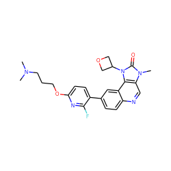 CN(C)CCCOc1ccc(-c2ccc3ncc4c(c3c2)n(C2COC2)c(=O)n4C)c(F)n1 ZINC001772645225