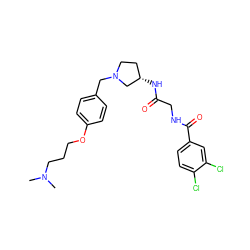 CN(C)CCCOc1ccc(CN2CC[C@H](NC(=O)CNC(=O)c3ccc(Cl)c(Cl)c3)C2)cc1 ZINC000028468465