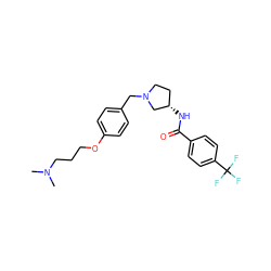 CN(C)CCCOc1ccc(CN2CC[C@H](NC(=O)c3ccc(C(F)(F)F)cc3)C2)cc1 ZINC000028475388