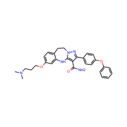 CN(C)CCCOc1ccc2c(c1)Nc1c(C(N)=O)c(-c3ccc(Oc4ccccc4)cc3)nn1CC2 ZINC000045339299