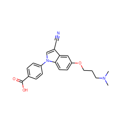 CN(C)CCCOc1ccc2c(c1)c(C#N)cn2-c1ccc(C(=O)O)cc1 ZINC000202397969