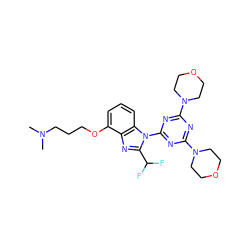 CN(C)CCCOc1cccc2c1nc(C(F)F)n2-c1nc(N2CCOCC2)nc(N2CCOCC2)n1 ZINC000068246373