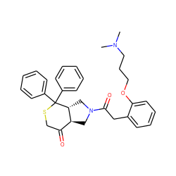 CN(C)CCCOc1ccccc1CC(=O)N1C[C@H]2C(=O)CSC(c3ccccc3)(c3ccccc3)[C@@H]2C1 ZINC000029333698