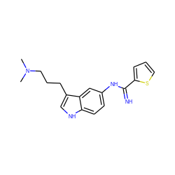 CN(C)CCCc1c[nH]c2ccc(NC(=N)c3cccs3)cc12 ZINC000034805847