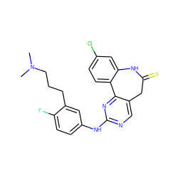 CN(C)CCCc1cc(Nc2ncc3c(n2)-c2ccc(Cl)cc2NC(=S)C3)ccc1F ZINC000082153789