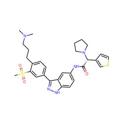 CN(C)CCCc1ccc(-c2n[nH]c3ccc(NC(=O)[C@@H](c4ccsc4)N4CCCC4)cc23)cc1S(C)(=O)=O ZINC000072317675