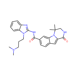 CN(C)CCCn1c(NC(=O)c2ccc3cc4n(c3c2)C(C)(C)CNC4=O)nc2ccccc21 ZINC000117696972