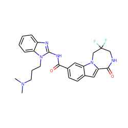 CN(C)CCCn1c(NC(=O)c2ccc3cc4n(c3c2)CC(F)(F)CNC4=O)nc2ccccc21 ZINC000218266191