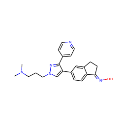 CN(C)CCCn1cc(-c2ccc3c(c2)CC/C3=N\O)c(-c2ccncc2)n1 ZINC000040429730