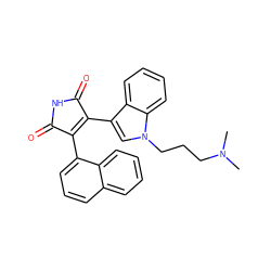 CN(C)CCCn1cc(C2=C(c3cccc4ccccc34)C(=O)NC2=O)c2ccccc21 ZINC000045315357