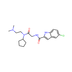 CN(C)CCN(C(=O)CNC(=O)c1cc2cc(Cl)ccc2[nH]1)C1CCCC1 ZINC000028128975