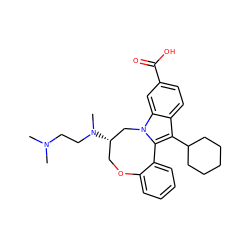 CN(C)CCN(C)[C@H]1COc2ccccc2-c2c(C3CCCCC3)c3ccc(C(=O)O)cc3n2C1 ZINC000058661211