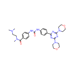 CN(C)CCN(C)C(=O)c1ccc(NC(=O)Nc2ccc(-c3nc(N4CCOCC4)nc(N4CCOCC4)n3)cc2)cc1 ZINC000049756135