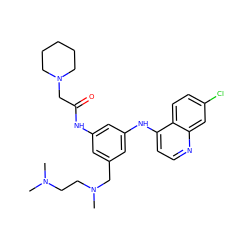 CN(C)CCN(C)Cc1cc(NC(=O)CN2CCCCC2)cc(Nc2ccnc3cc(Cl)ccc23)c1 ZINC000026724287