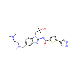 CN(C)CCN(C)Cc1ccc2c(c1)nc(NC(=O)c1ccc(-c3cn[nH]c3)s1)n2CC(C)(C)O ZINC000040954767