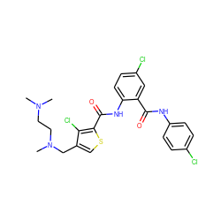 CN(C)CCN(C)Cc1csc(C(=O)Nc2ccc(Cl)cc2C(=O)Nc2ccc(Cl)cc2)c1Cl ZINC000023359301