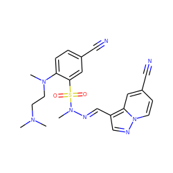 CN(C)CCN(C)c1ccc(C#N)cc1S(=O)(=O)N(C)/N=C/c1cnn2ccc(C#N)cc12 ZINC000203829829