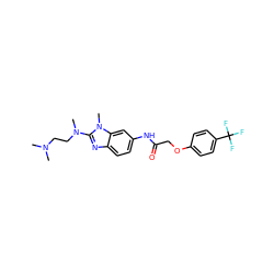 CN(C)CCN(C)c1nc2ccc(NC(=O)COc3ccc(C(F)(F)F)cc3)cc2n1C ZINC000038149787