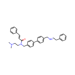 CN(C)CCN(Cc1ccc(-c2ccc(CNCCc3ccccc3)cc2)cc1)C(=O)/C=C/c1ccccc1 ZINC000006717690