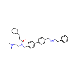 CN(C)CCN(Cc1ccc(-c2ccc(CNCCc3ccccc3)cc2)cc1)C(=O)CCC1CCCC1 ZINC000014210869