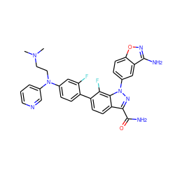 CN(C)CCN(c1cccnc1)c1ccc(-c2ccc3c(C(N)=O)nn(-c4ccc5onc(N)c5c4)c3c2F)c(F)c1 ZINC000028964301