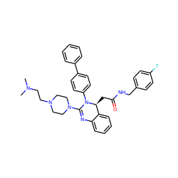 CN(C)CCN1CCN(C2=Nc3ccccc3[C@H](CC(=O)NCc3ccc(F)cc3)N2c2ccc(-c3ccccc3)cc2)CC1 ZINC000103240429