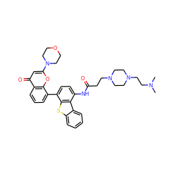 CN(C)CCN1CCN(CCC(=O)Nc2ccc(-c3cccc4c(=O)cc(N5CCOCC5)oc34)c3sc4ccccc4c23)CC1 ZINC000101696367