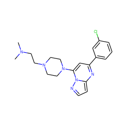 CN(C)CCN1CCN(c2cc(-c3cccc(Cl)c3)nc3ccnn23)CC1 ZINC000061897283