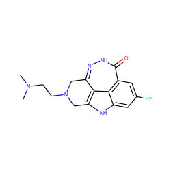 CN(C)CCN1Cc2n[nH]c(=O)c3cc(F)cc4[nH]c(c2c43)C1 ZINC000146371264