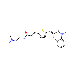 CN(C)CCNC(=O)/C=C/c1ccc(/C=C2\Oc3ccccc3N(C)C2=O)s1 ZINC000040847243