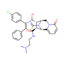 CN(C)CCNC(=O)[C@H]1[C@H](CO)[C@H]2Cn3c(cccc3=O)[C@@H]1N2c1nc(-c2ccc(Cl)cc2)c(-c2ccccc2)s1 ZINC000044307052