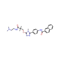 CN(C)CCNC(=O)C(C)(C)COc1nnc(-c2ccc(NC(=O)c3ccc4ccccc4c3)cc2)n1C ZINC000073221425