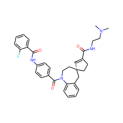 CN(C)CCNC(=O)C1=C[C@@]2(CC1)CCN(C(=O)c1ccc(NC(=O)c3ccccc3F)cc1)c1ccccc1C2 ZINC000001494478