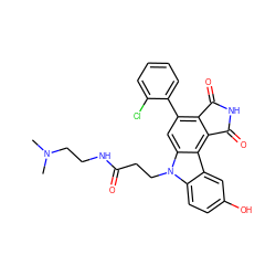 CN(C)CCNC(=O)CCn1c2ccc(O)cc2c2c3c(c(-c4ccccc4Cl)cc21)C(=O)NC3=O ZINC000040392750