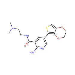 CN(C)CCNC(=O)c1cc(-c2scc3c2OCCO3)cnc1N ZINC000045365283