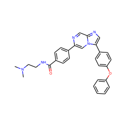 CN(C)CCNC(=O)c1ccc(-c2cn3c(-c4ccc(Oc5ccccc5)cc4)cnc3cn2)cc1 ZINC000061907168