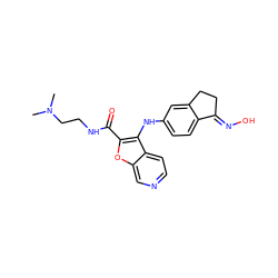 CN(C)CCNC(=O)c1oc2cnccc2c1Nc1ccc2c(c1)CC/C2=N\O ZINC000066066503