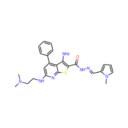 CN(C)CCNc1cc(-c2ccccc2)c2c(N)c(C(=O)N/N=C/c3cccn3C)sc2n1 ZINC000071318845