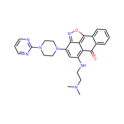 CN(C)CCNc1cc(N2CCN(c3ncccn3)CC2)c2noc3c2c1C(=O)c1ccccc1-3 ZINC001772655504