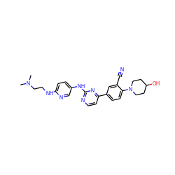 CN(C)CCNc1ccc(Nc2nccc(-c3ccc(N4CCC(O)CC4)c(C#N)c3)n2)cn1 ZINC000143608429