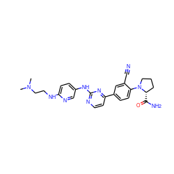 CN(C)CCNc1ccc(Nc2nccc(-c3ccc(N4CCC[C@@H]4C(N)=O)c(C#N)c3)n2)cn1 ZINC000113828476