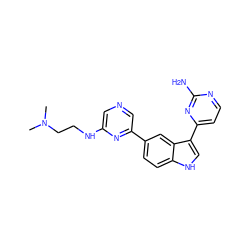 CN(C)CCNc1cncc(-c2ccc3[nH]cc(-c4ccnc(N)n4)c3c2)n1 ZINC000169348285