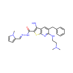 CN(C)CCNc1nc2sc(C(=O)N/N=C/c3cccn3C)c(N)c2cc1Cc1ccccc1 ZINC000071318485